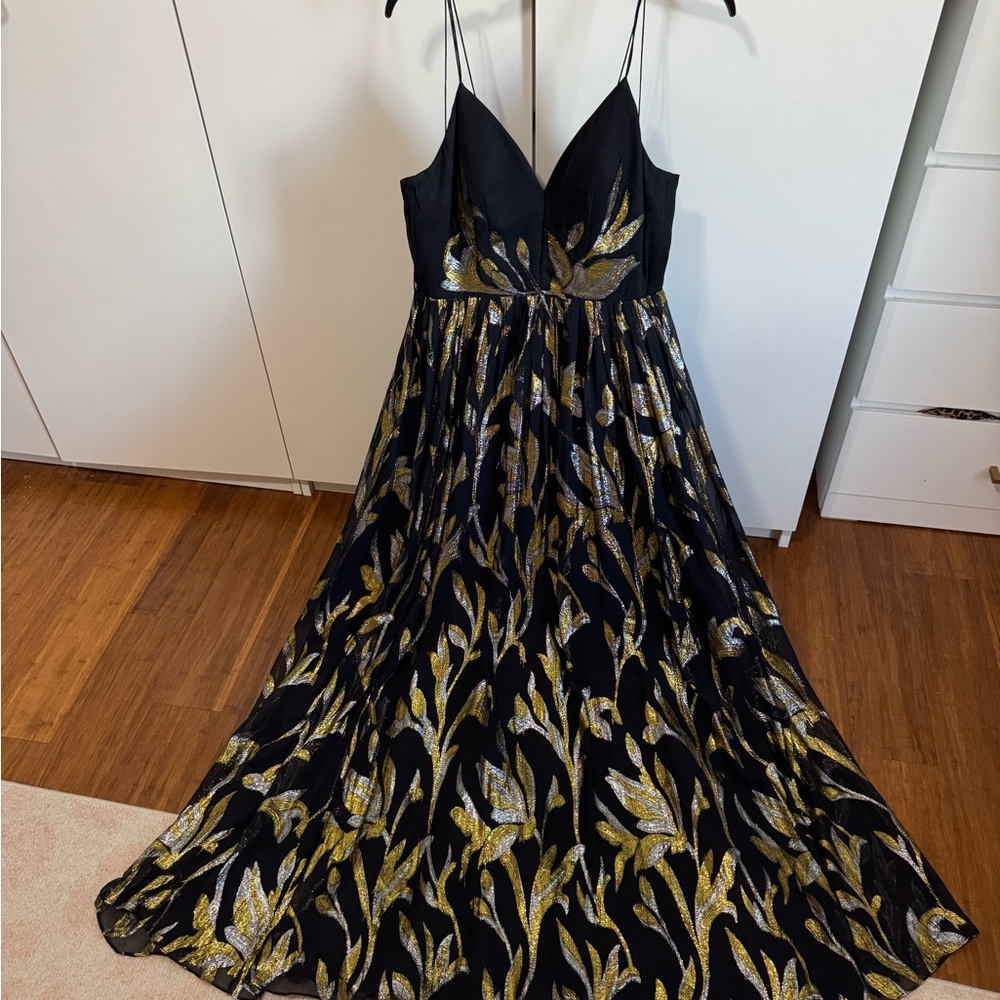 Elegant Black and Gold Evening Dress